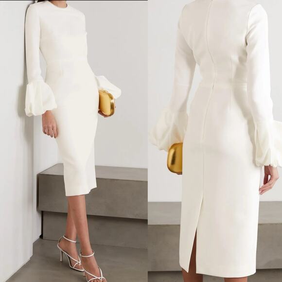 ROKSANDA Lena Tulle-Trimmed Cady Midi Ivory Dress sz US 6 - Picture 1 of 13